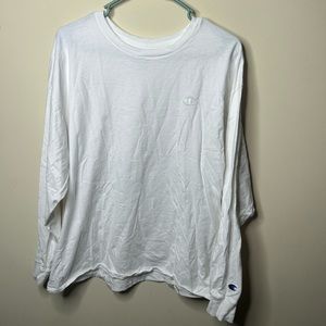 Champion Long Sleeve T Shirt Embroidered logo triple white